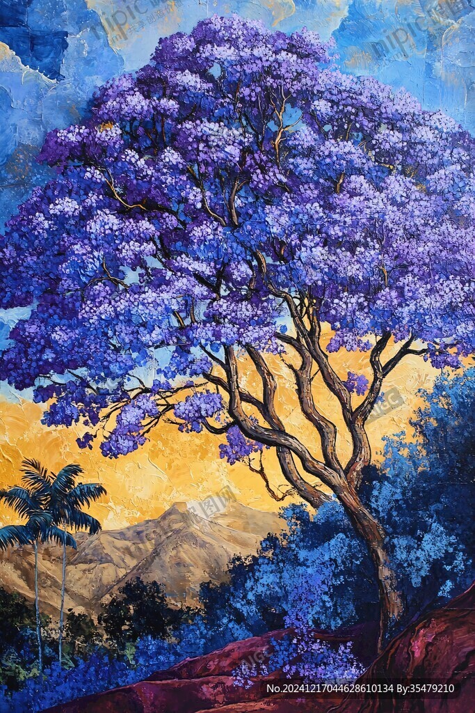 蓝花楹装饰画