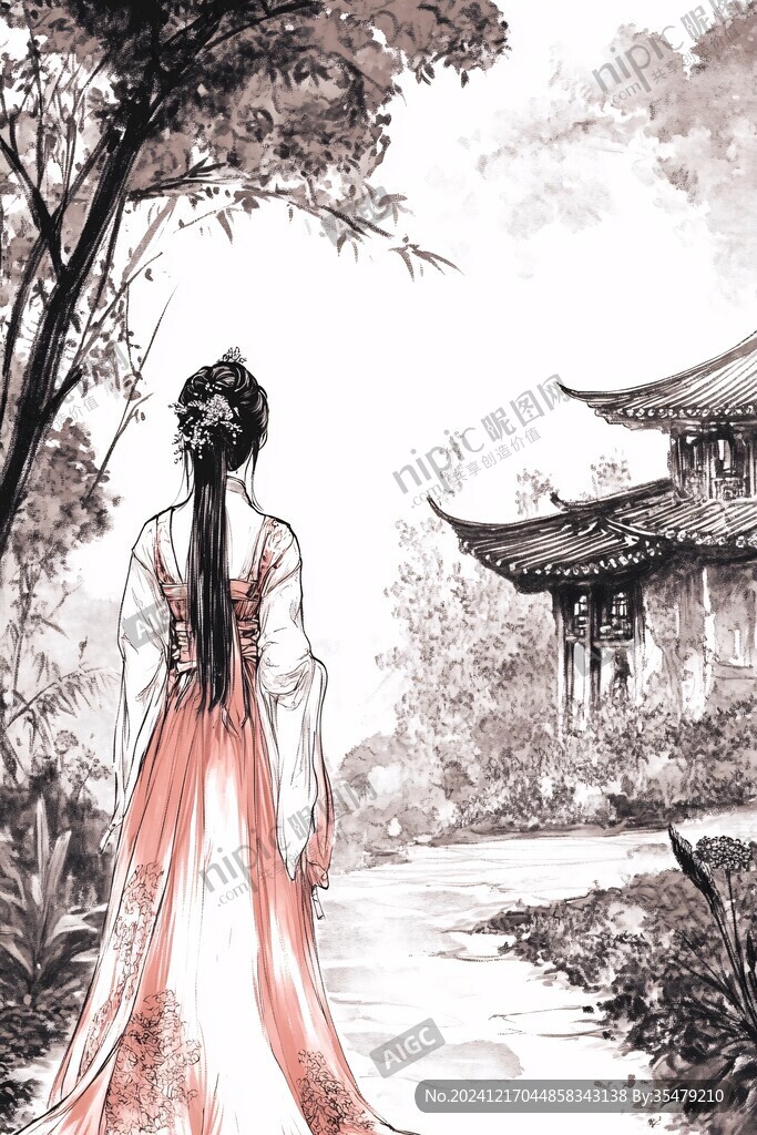 古风美女背影