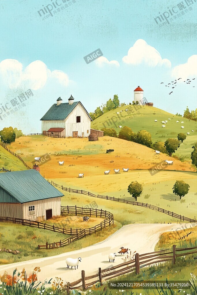 乡村场景插画