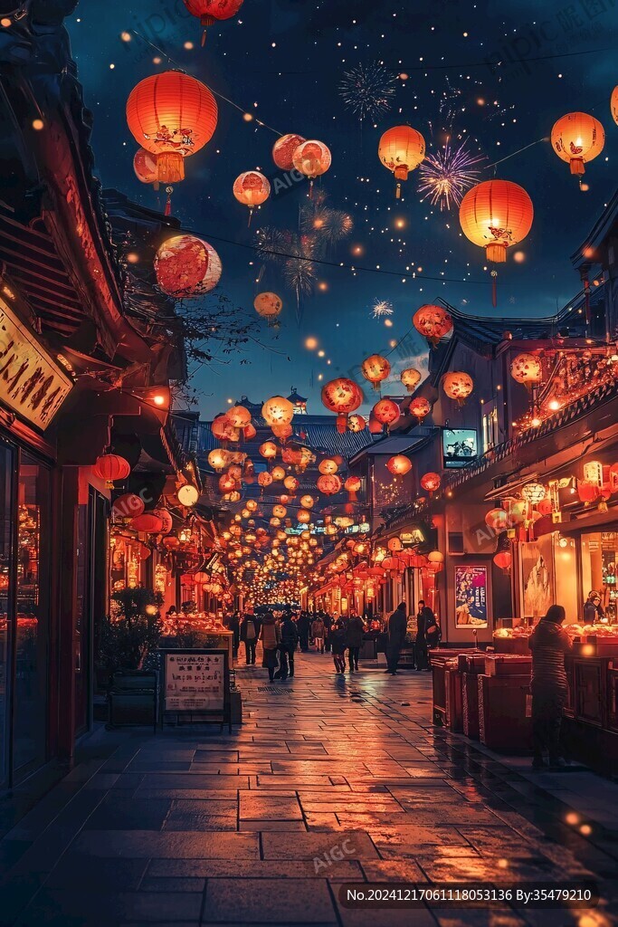 红色新年灯笼街拍