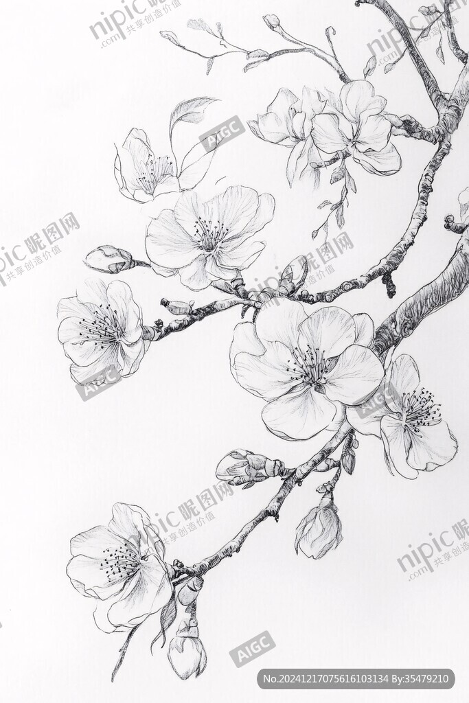 素描桃花