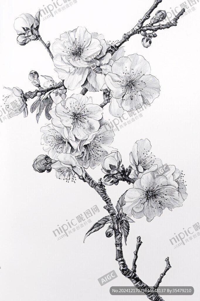 朵花描稿设计桃花