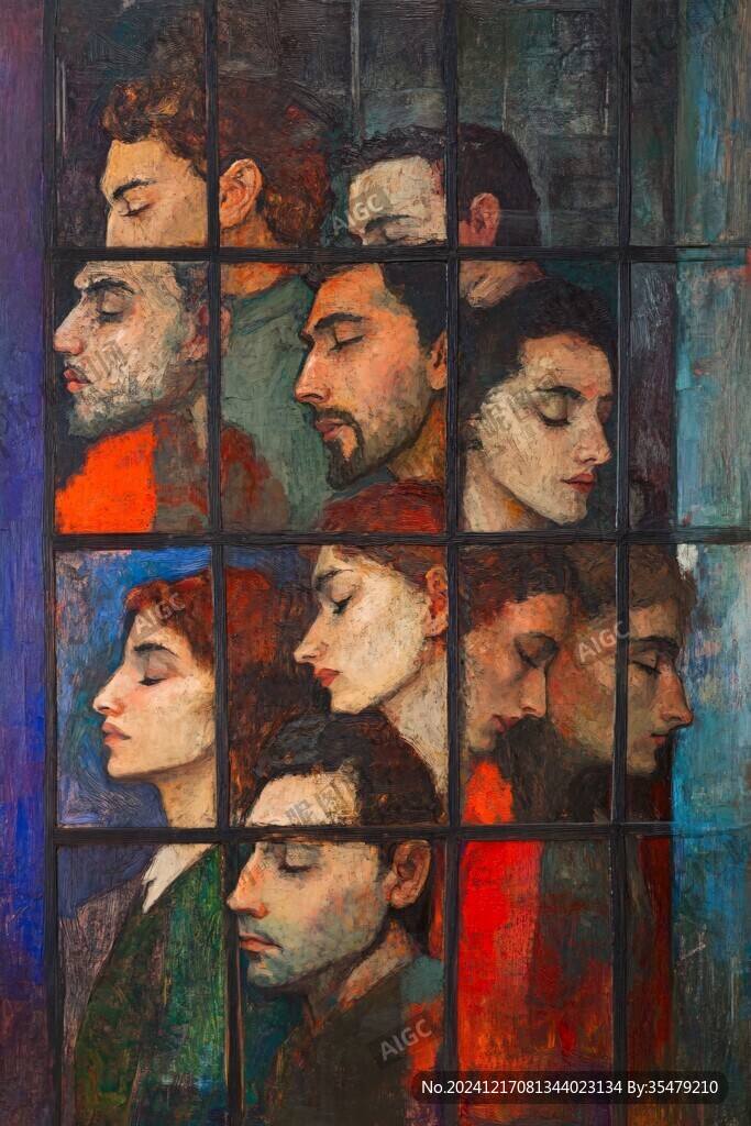 人脸色块拼接装饰画