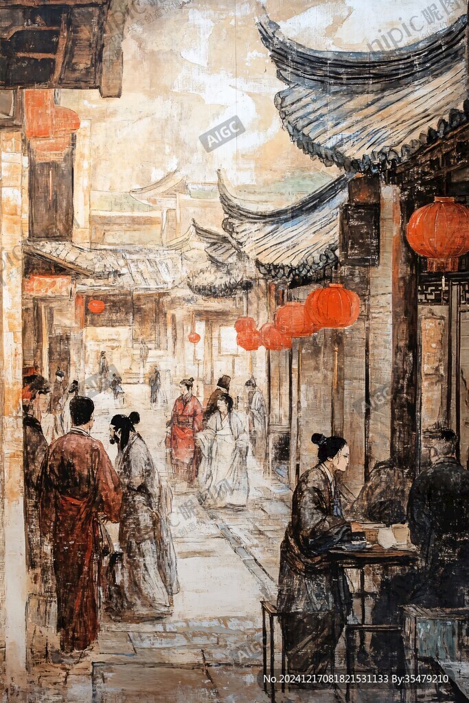 古代街景插画