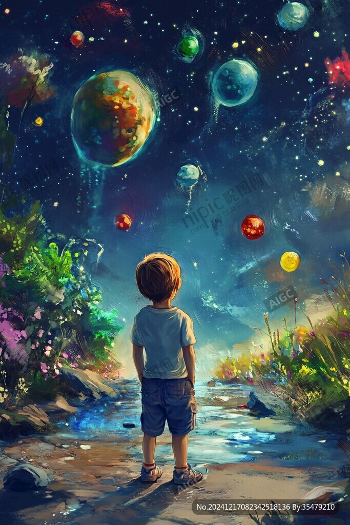 星辰大海男孩背影