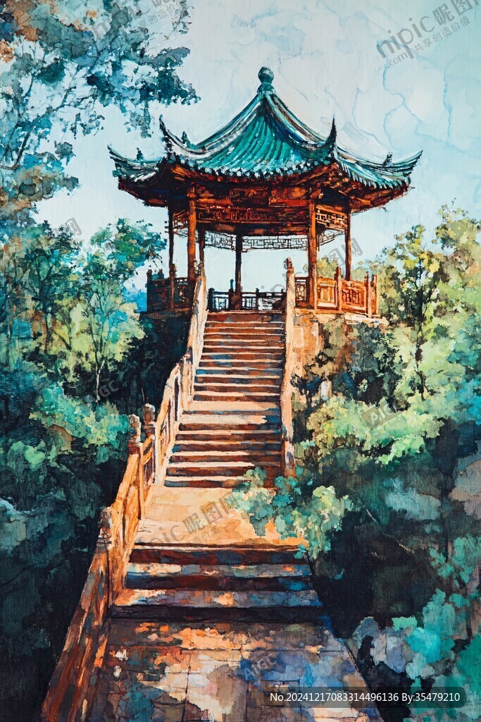 爱晚亭插画