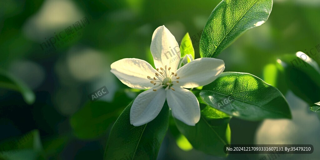 绿叶白花壁纸