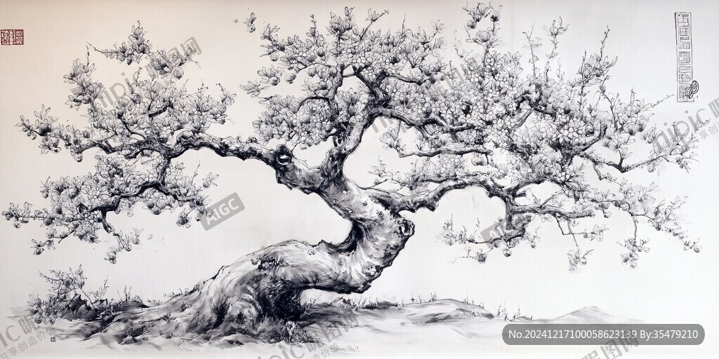 梅花树墙画