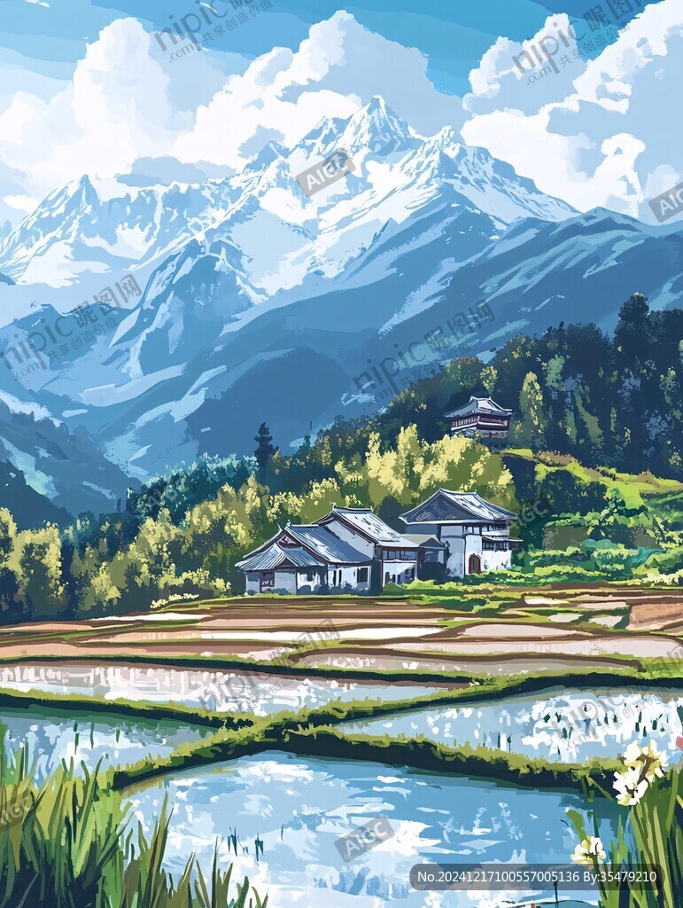 农村风景插画