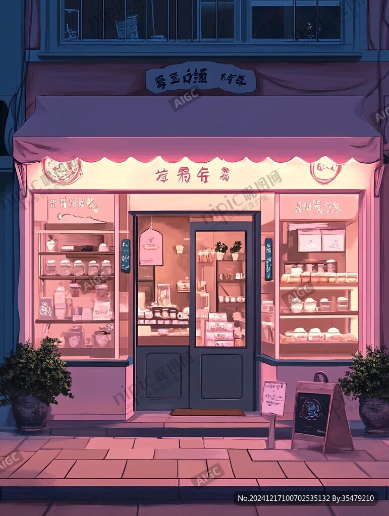 糕点铺插画