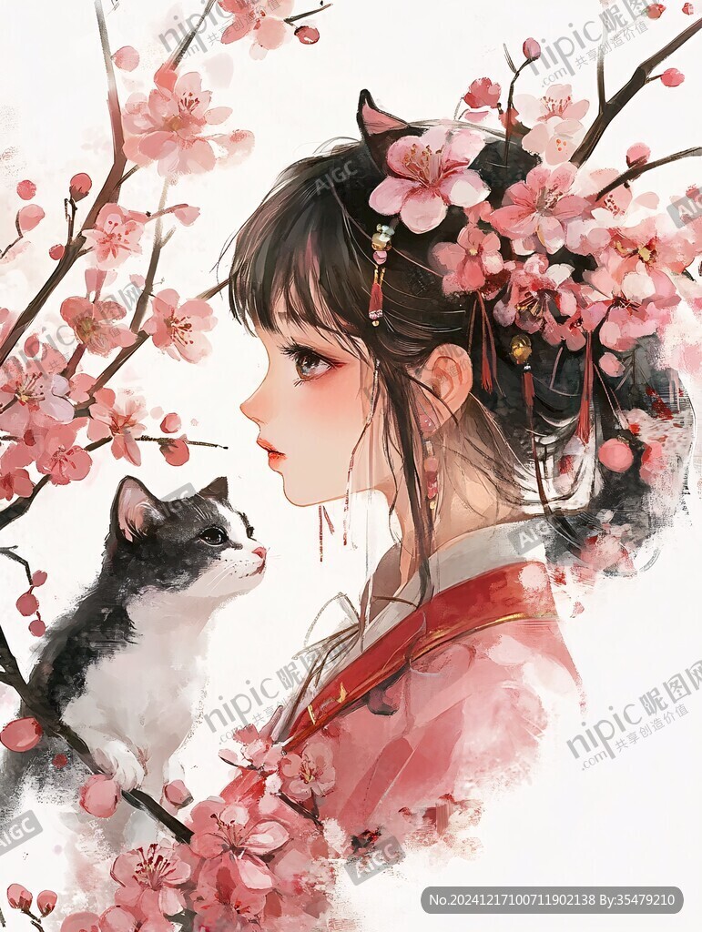 古风美女头像插画封面