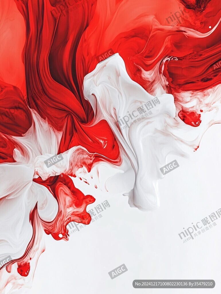 红色喜庆炫丽流体画