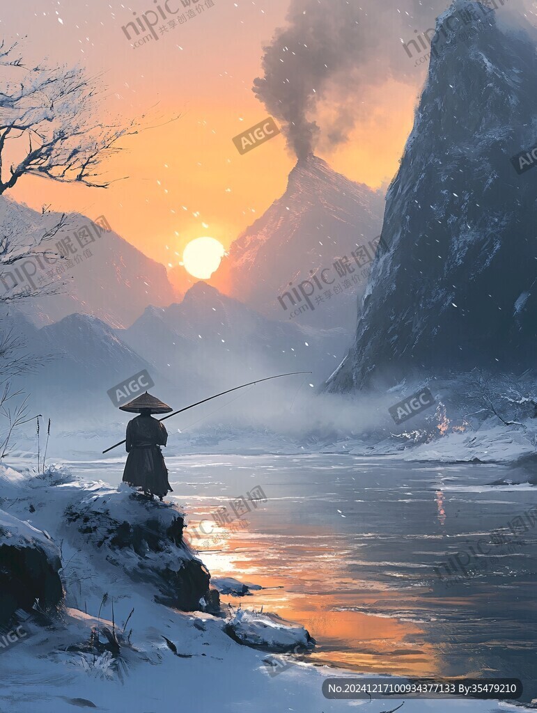 孤独蓑笠翁独钓寒江雪