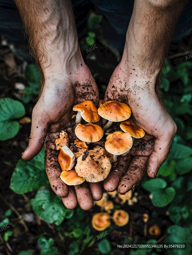 手里的蘑菇