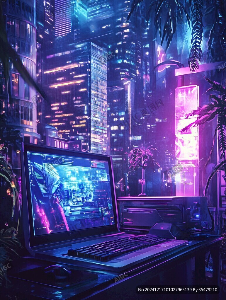 场景赛博插画