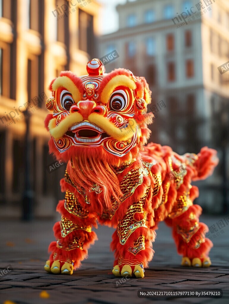 新中式舞狮雕塑
