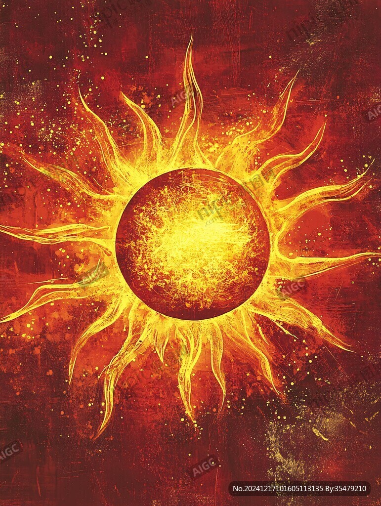 手绘太阳插画