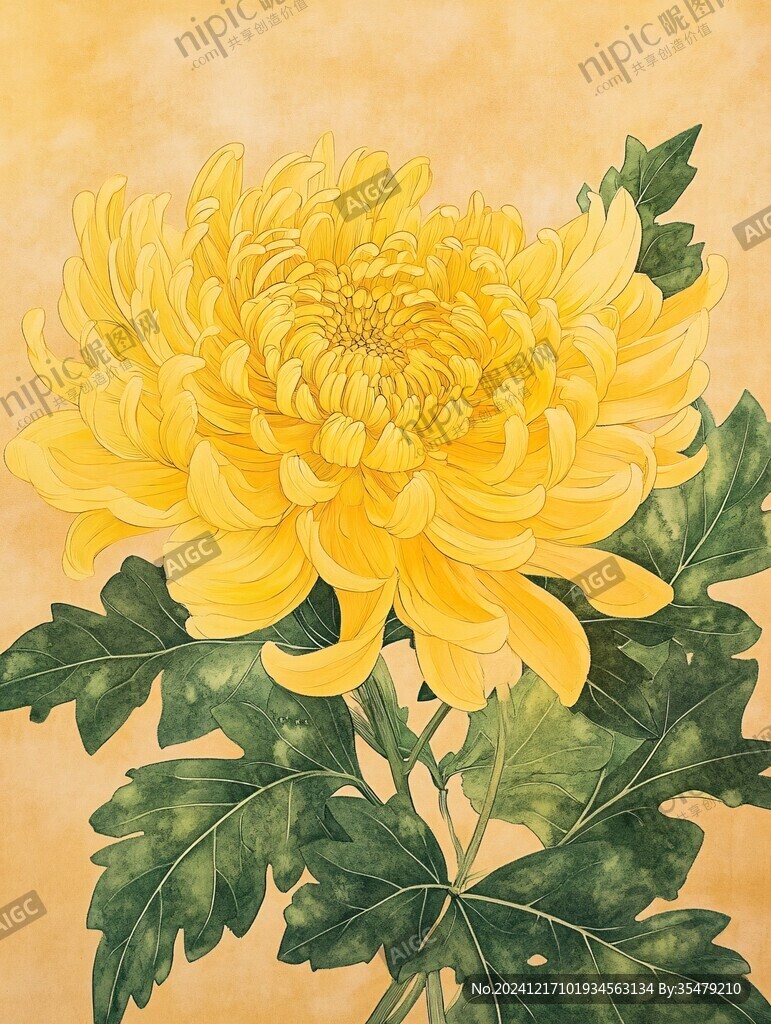 工笔画菊花