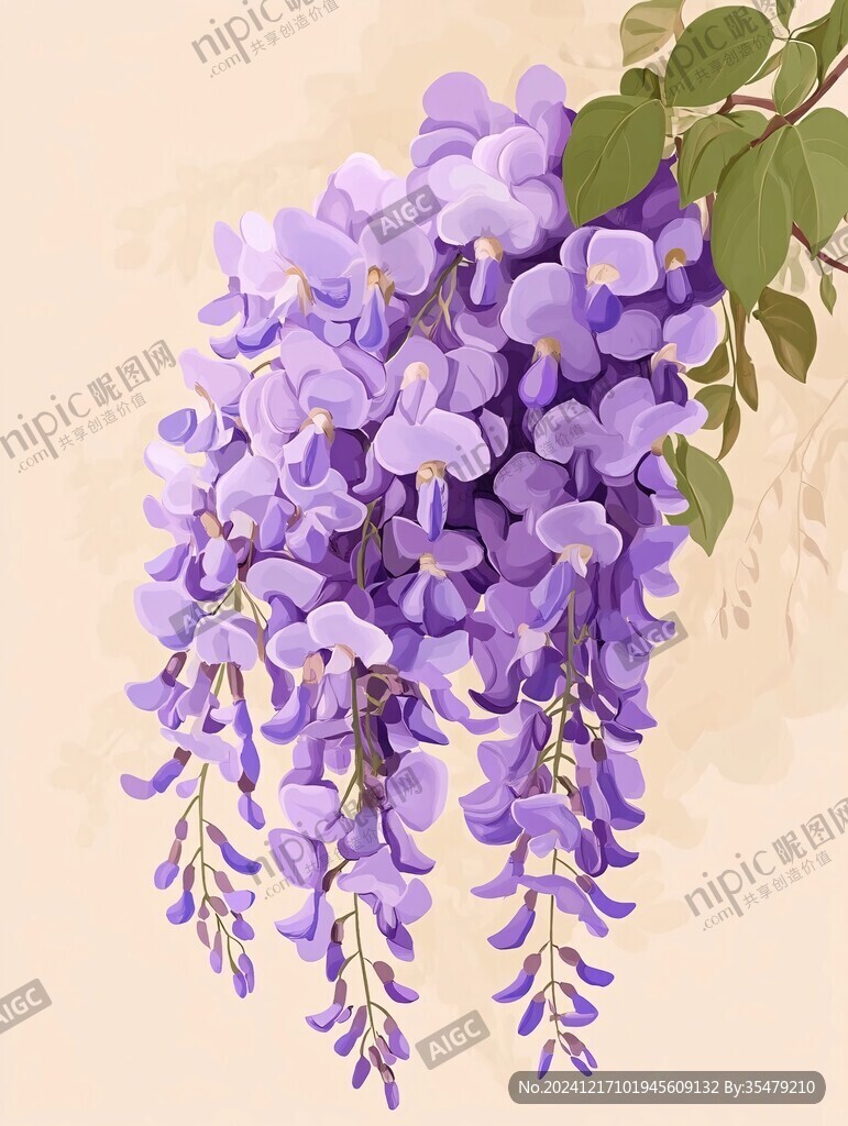 紫藤花插画