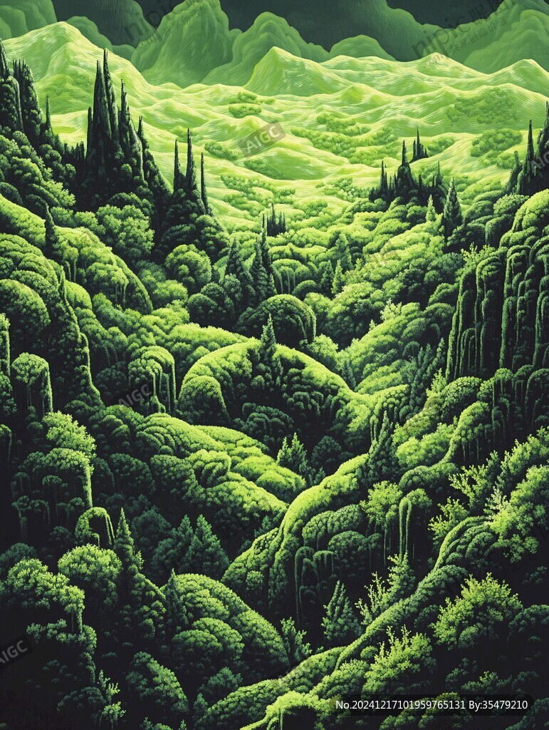 墨绿风景画