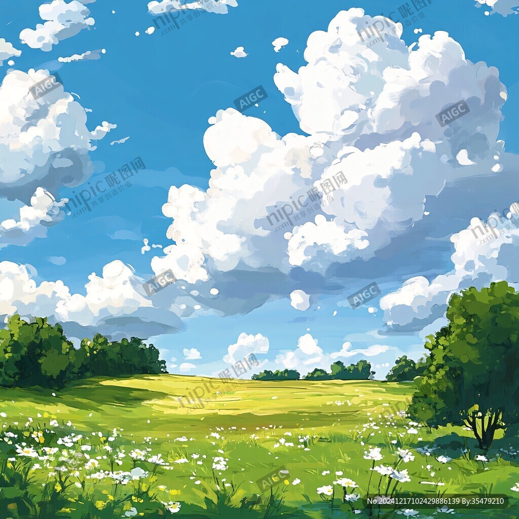 插画蓝天白云