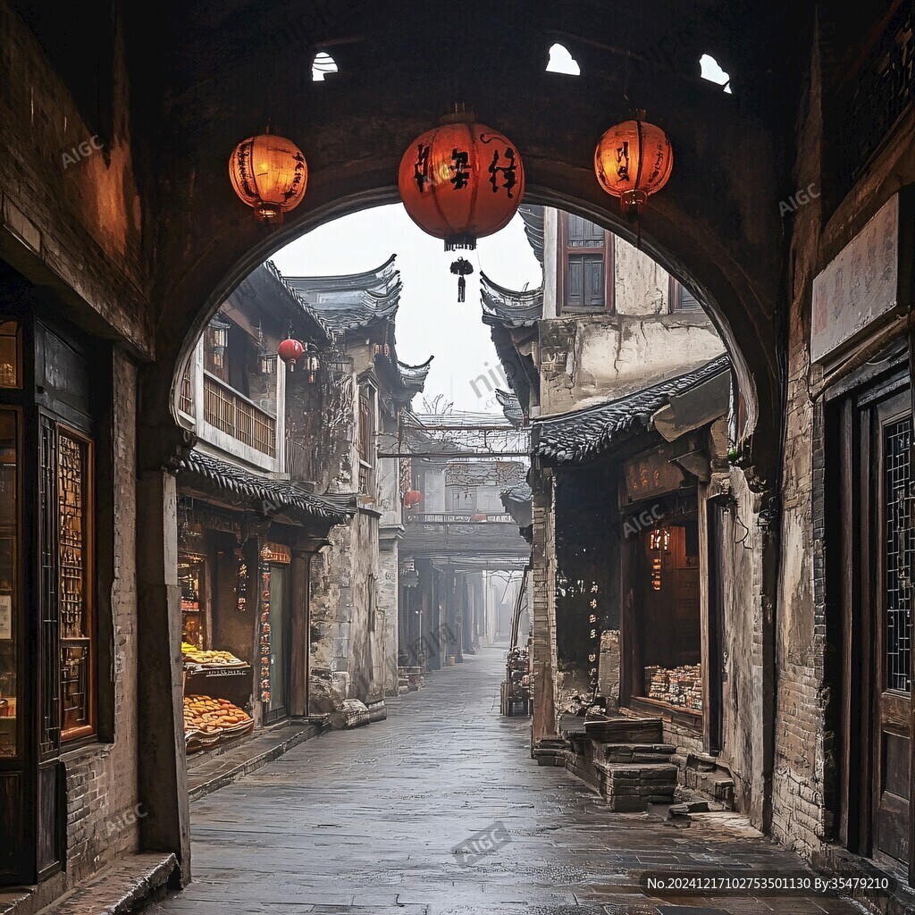古街阴雨天