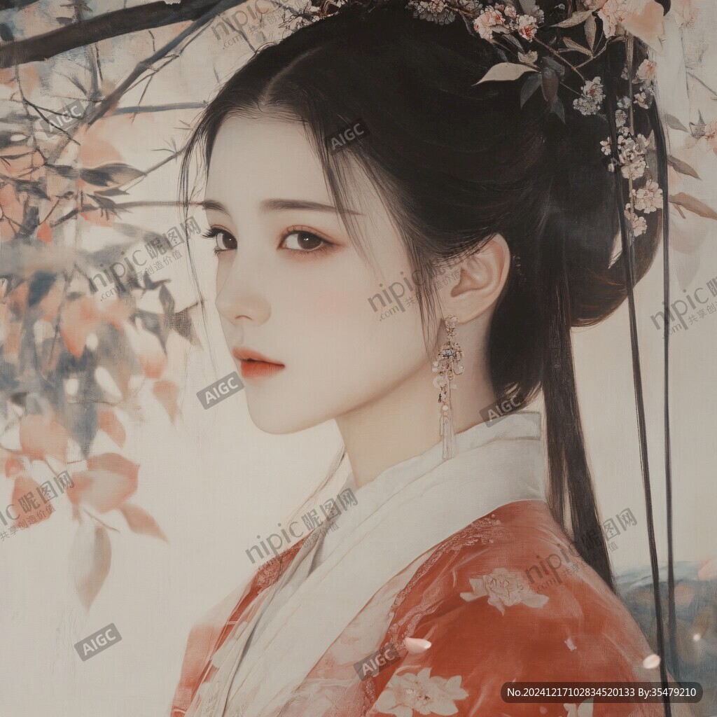 古风美女头像插画封面