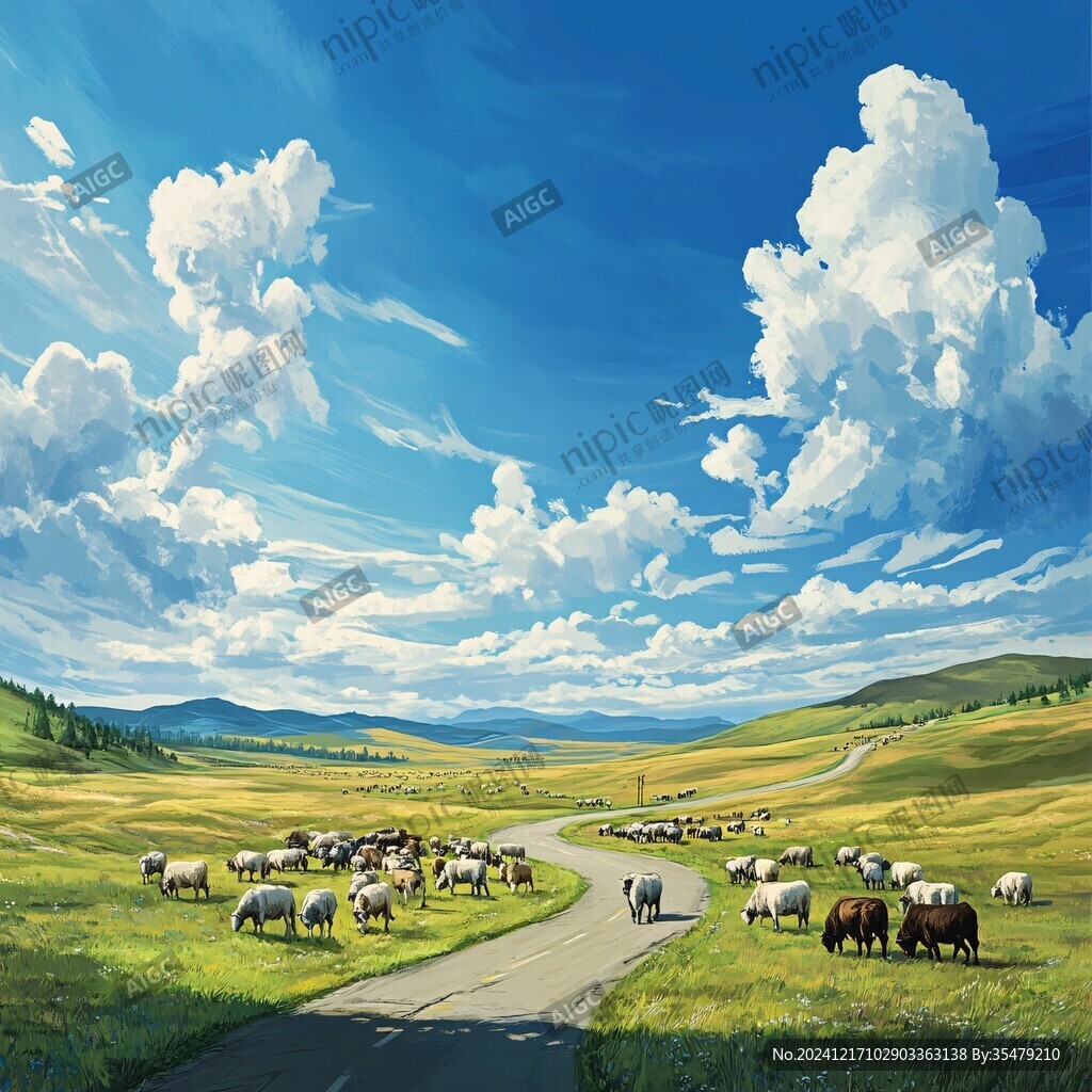 草原风光插画