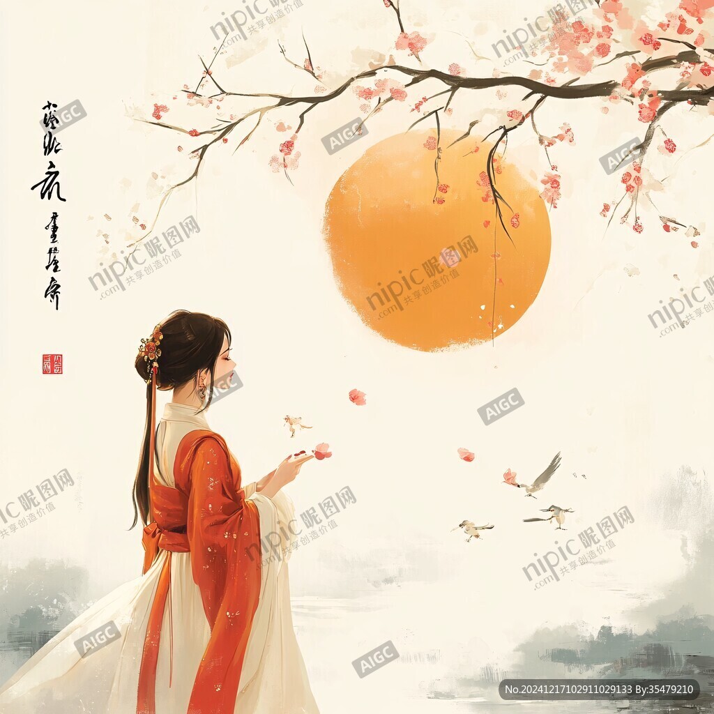 手绘秋月梨海报