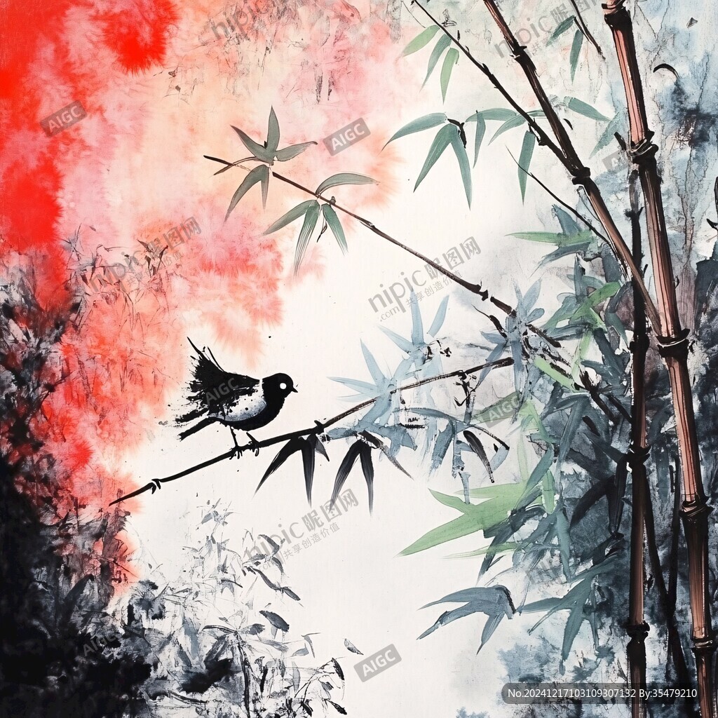 喜鹊登竹