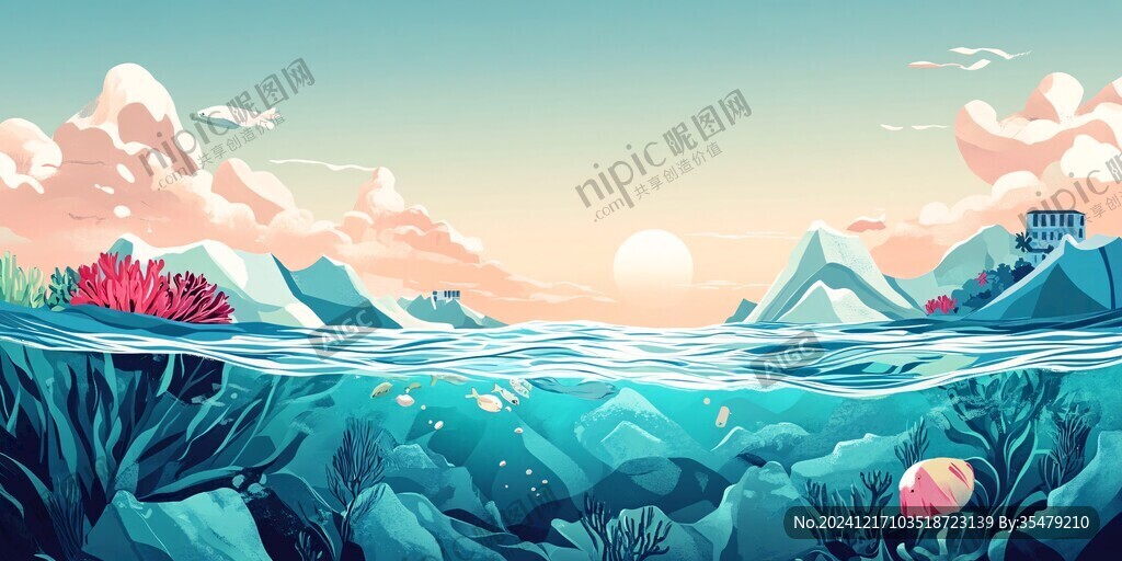 礁石插画