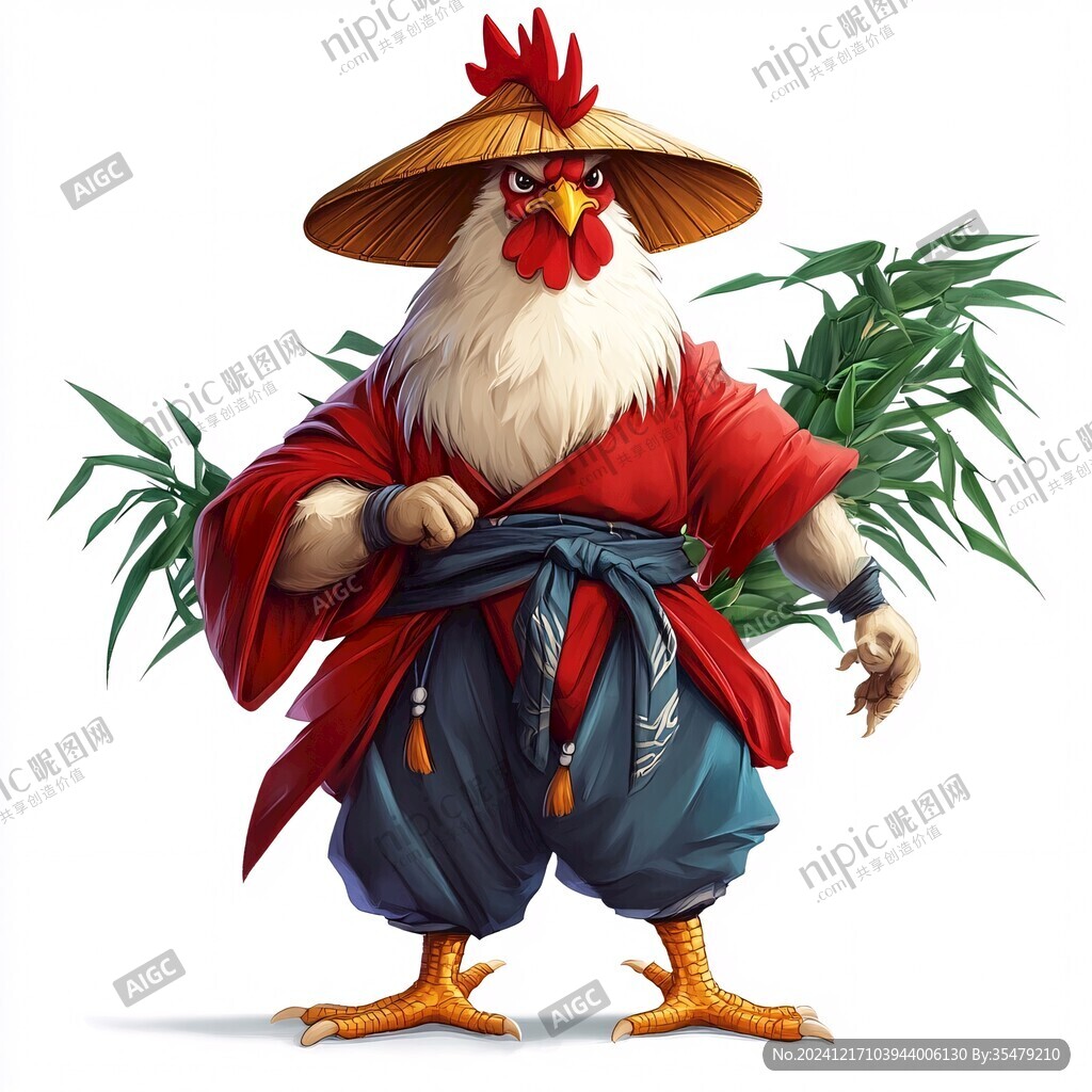 卡通霸气鸡大侠形象