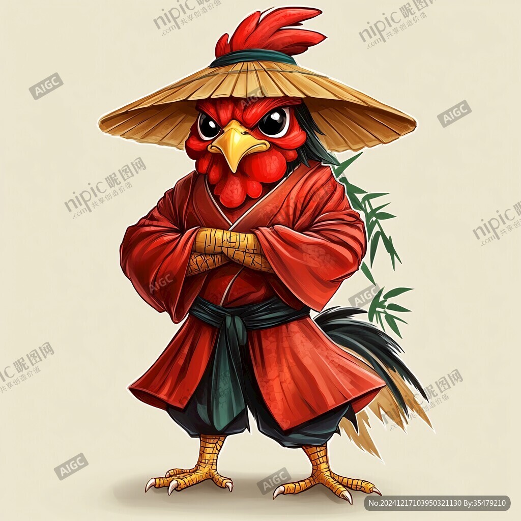 卡通霸气鸡大侠形象