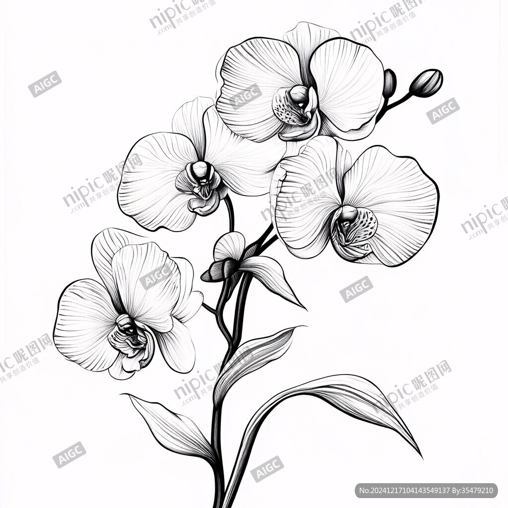 线描蝴蝶兰