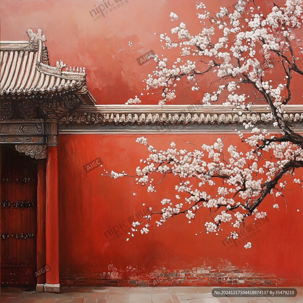 红宫墙插画
