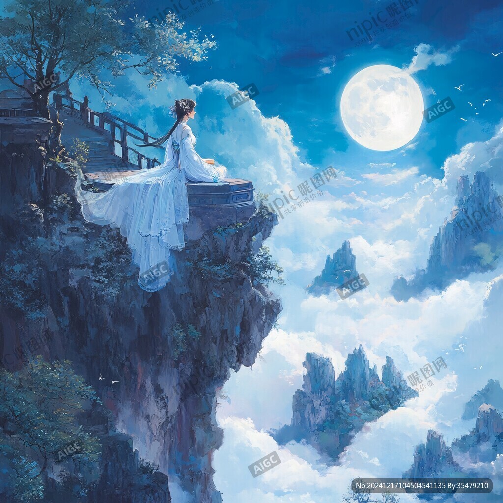 天界晓钟风景插画