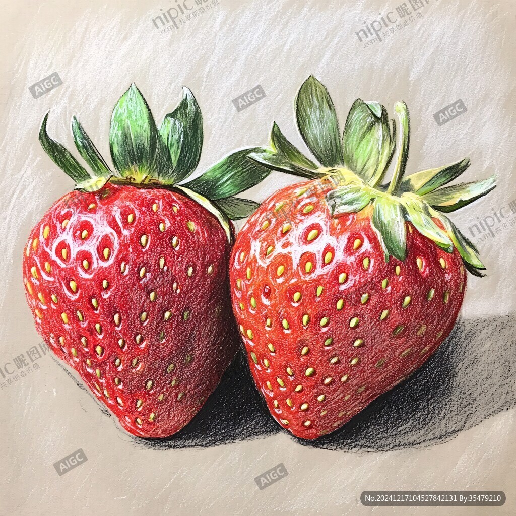 手绘草莓油画