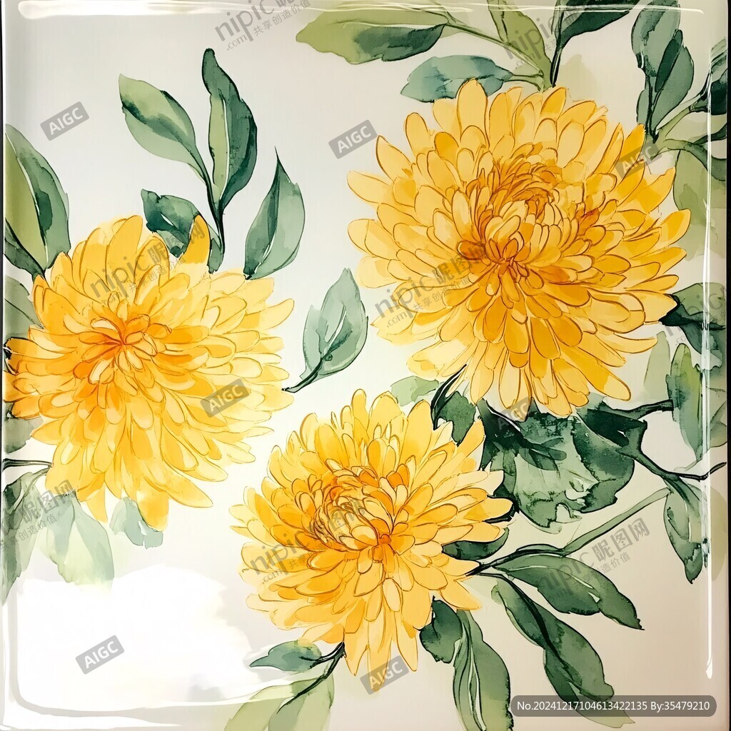 手绘金盏菊