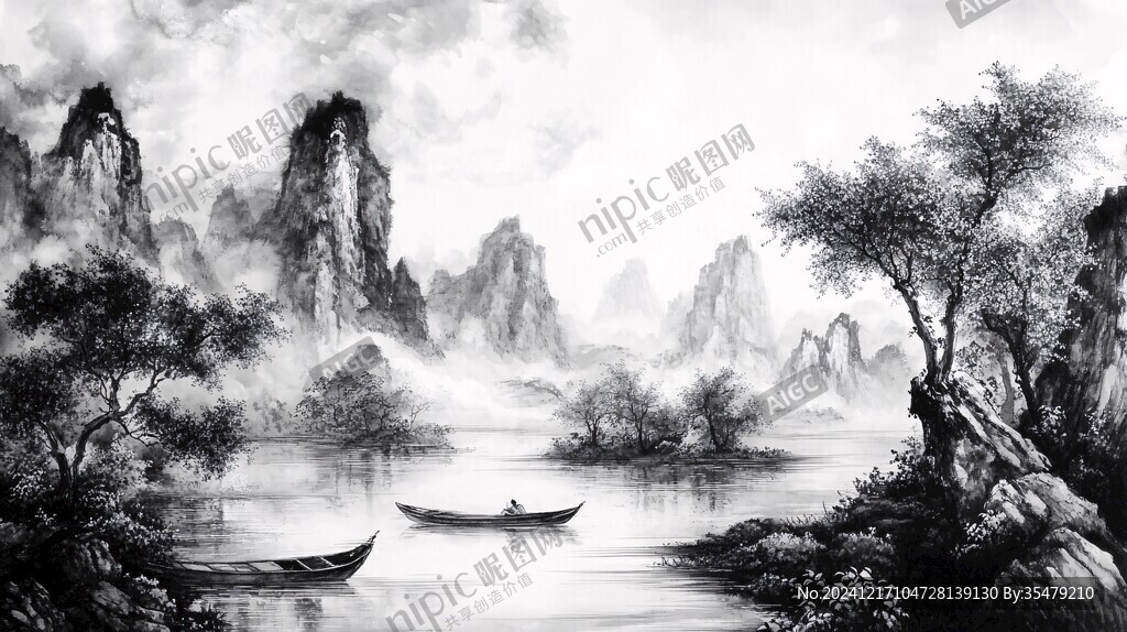 水墨数字画山水画壁纸