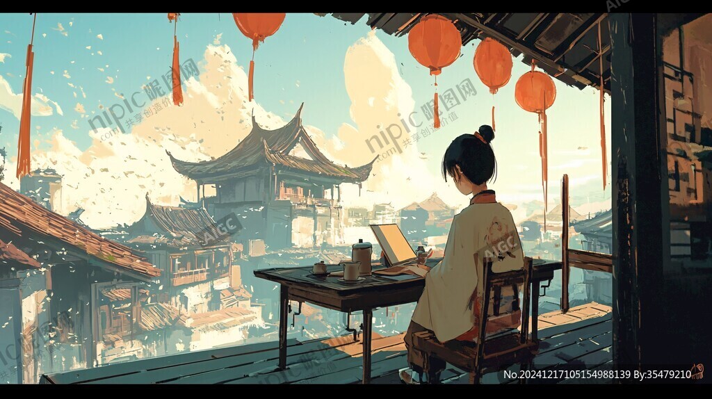 窗外插画