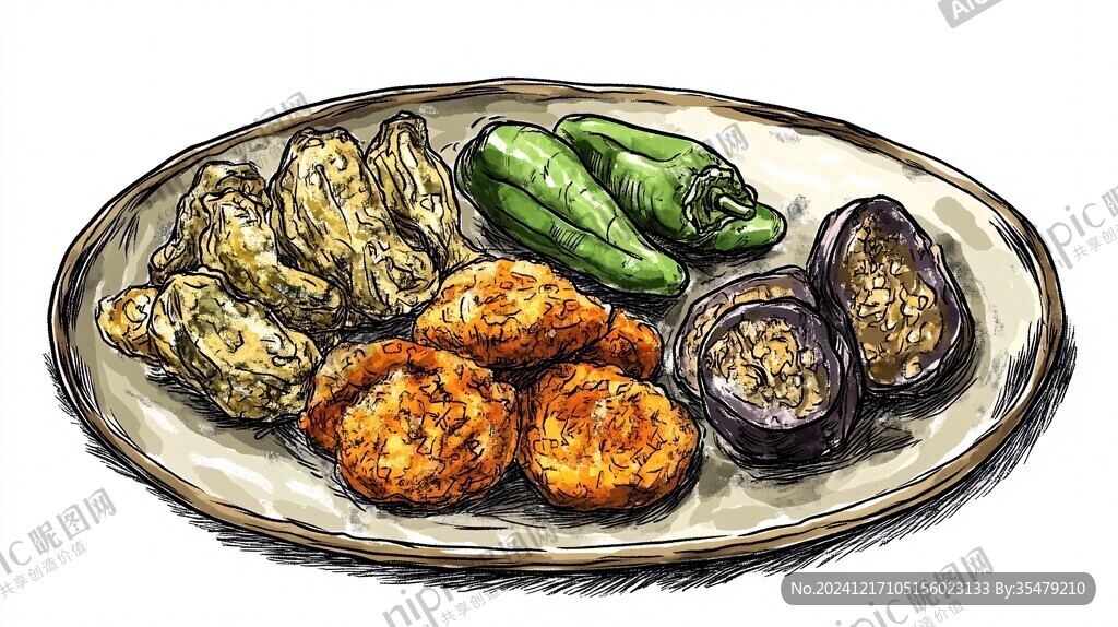 虾酱菜团插画