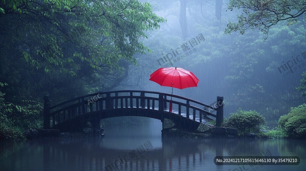 唯美红伞