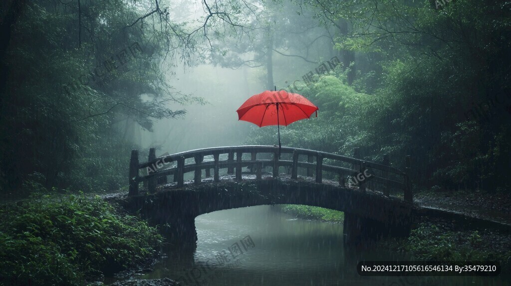 唯美红伞