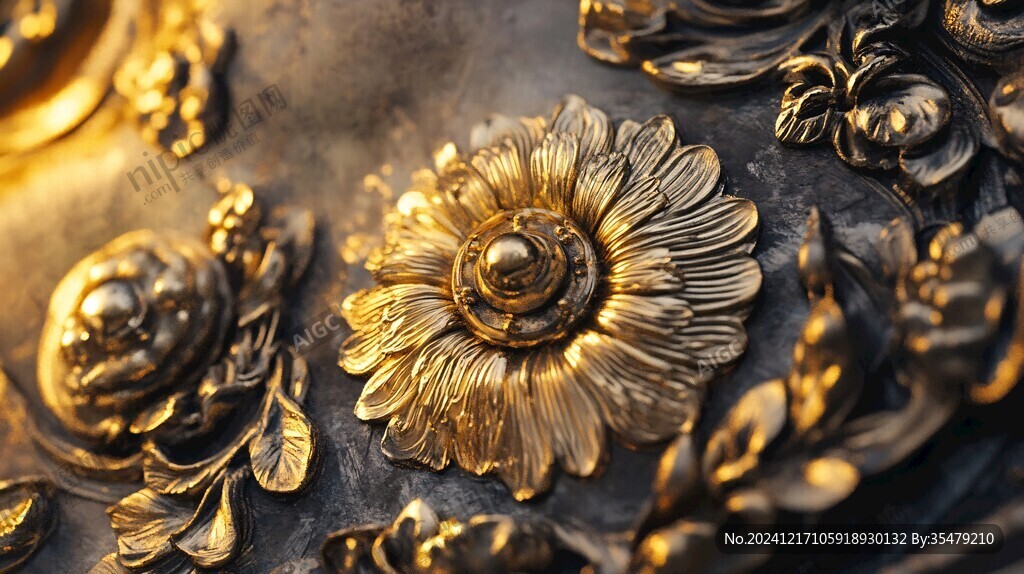 雕刻金莲花