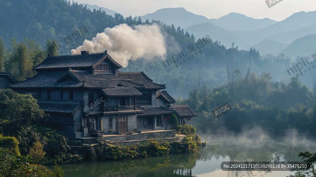 山庄晨雾