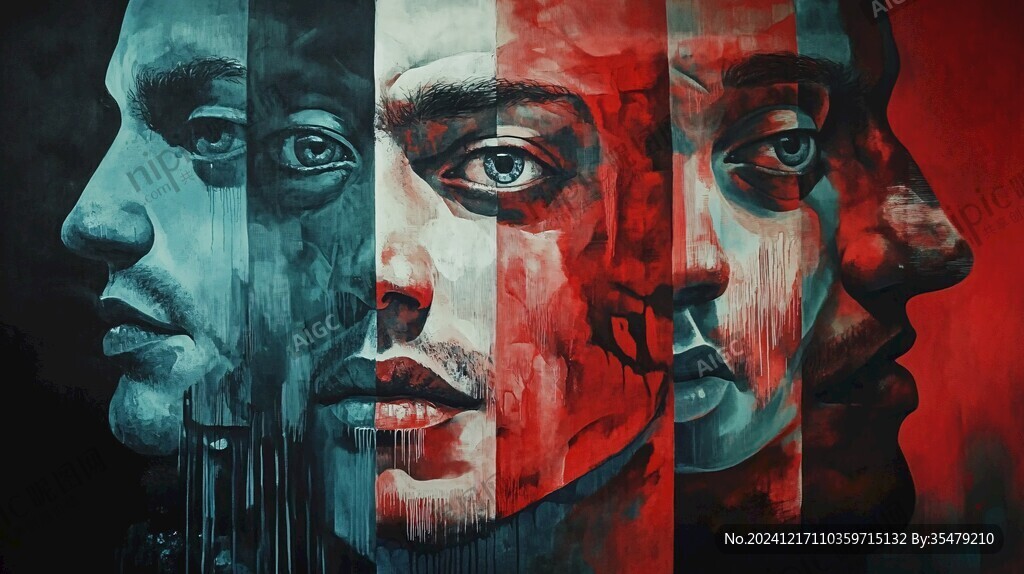 人脸色块拼接装饰画