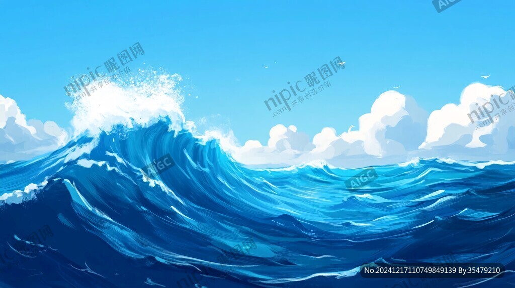 波涛海浪插画