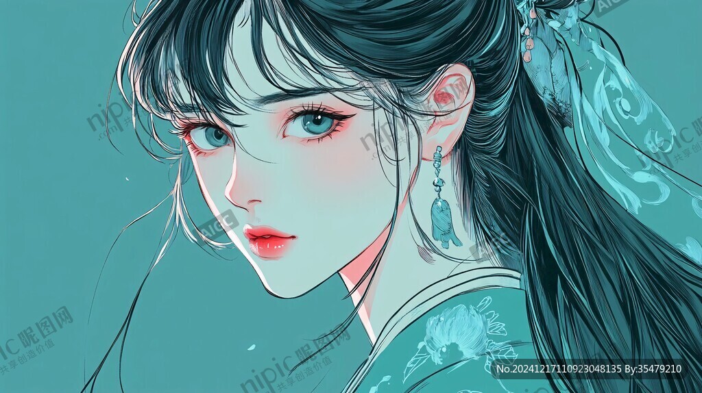 古风美女头像插画封面