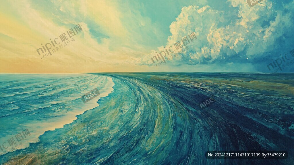 海天一色油画