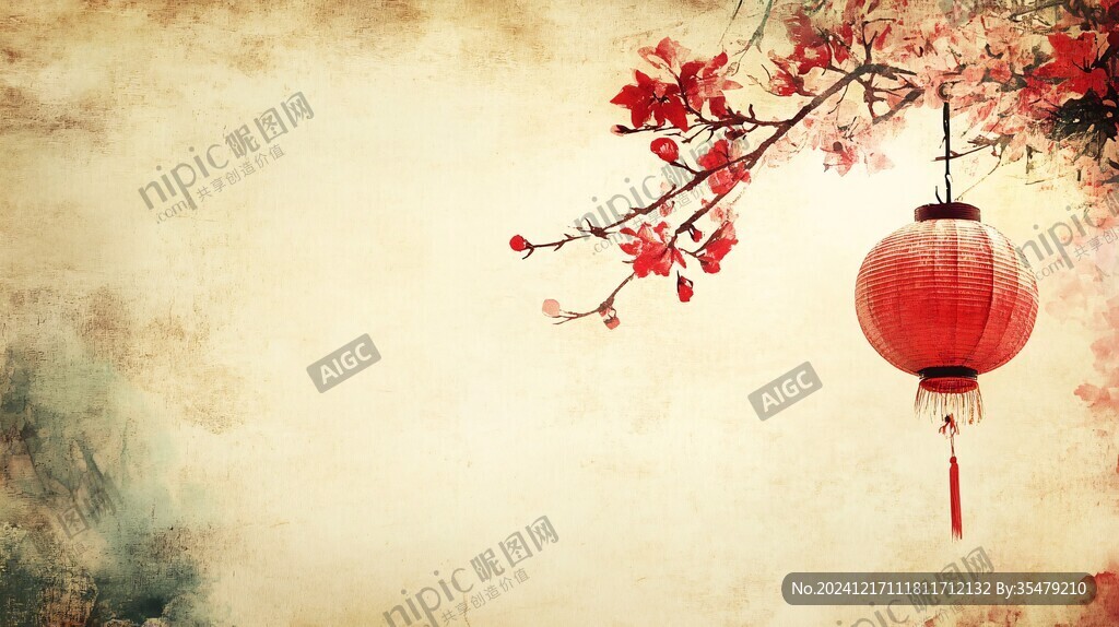灯笼梅花背景图